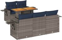 vidaXL 6-delige Loungeset met Kussens Poly Rattan Grijs