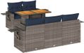 vidaXL 6-delige Loungeset met Kussens Poly Rattan Grijs