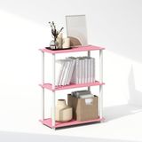 Furinno Turn-N-Tube 3-Tier multifunctionele compacte boekenkast, roze/wit