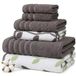 Pacific Coast Textiles 6 stuks garen geverfde handdoek biologische wijnstokken asgrijs, 6-delig