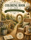 Cozy Cottagecore Coloring Book: 30 Simple & Relaxing Designs for Stress Relief and Mindfulness