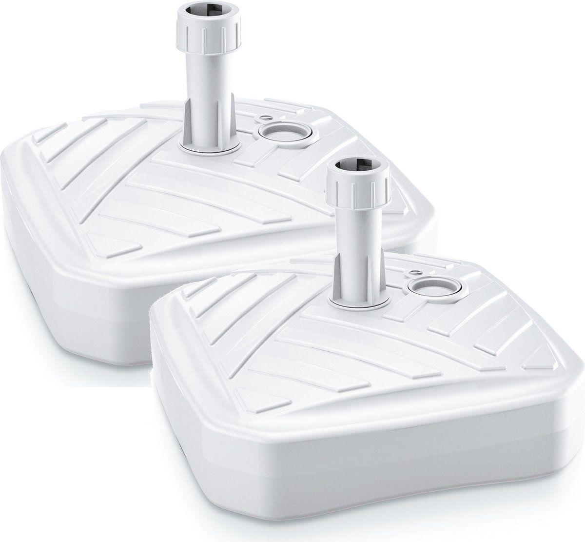 Prosperplast 2x Stuks vierkante kunststof parasolvoeten wit 12 liter - breedte 39 cm