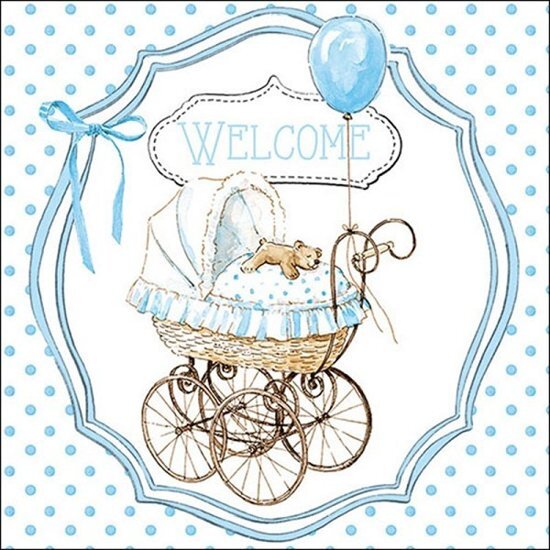 Ambiente Ambiente Servet 33cm Welcome blue baby