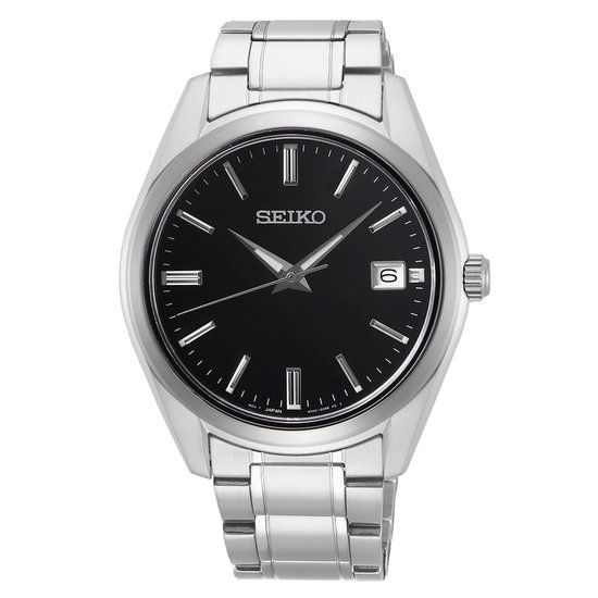 Seiko New Link SUR311P1 Herenhorloge - 40 mm - Zwart - Zilverkleurig