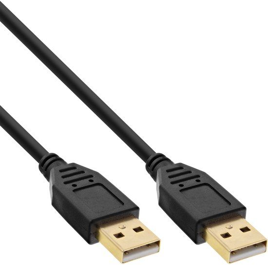 InLine USB 2.0 kabel, A naar A, zwart, gouden contacten, 5m