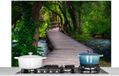 KitchenYeah Spatscherm keuken 120x80 cm - Kookplaat achterwand Bos - Natuur - Brug - Muurbeschermer - Spatwand fornuis - Hoogwaardig aluminium