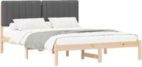 vidaXL Bedframe met gestoffeerde hoofdbord, donkergrijs, 160 x 200 cm