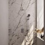 Brauer Brushed Edition Thermostatische Regendoucheset Inbouw - Hoofddouche 20 cm - Gebogen Wandarm - 3 Weg - Handdouche 3 Standen - Doucheslang - Geintegreerde Glijstang - Rvs