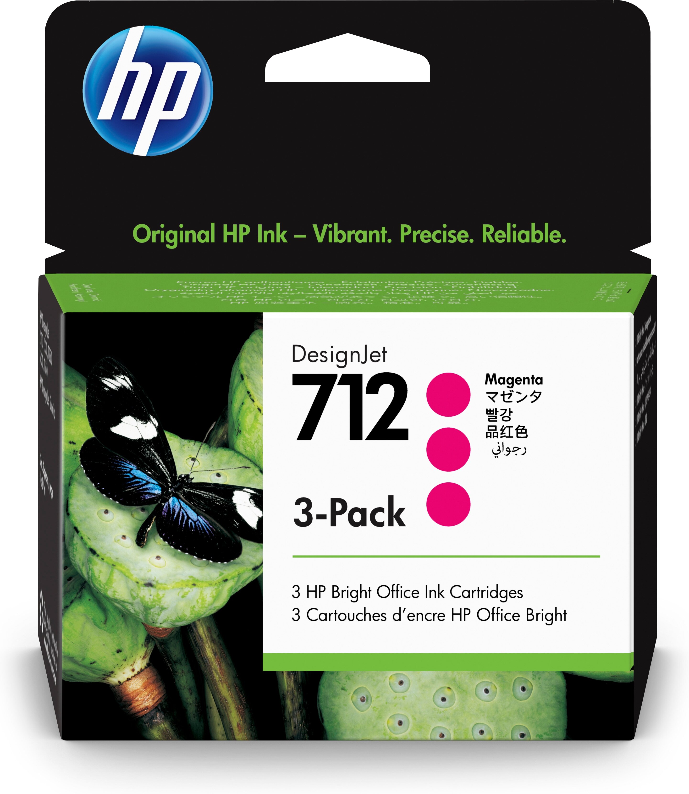 HP 712 29 ml inktcartridge voor DesignJet, magenta, 3-pack multi pack / magenta