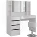 Vicco Kaptafel Sherry Blanc/Blanc Laqué 119.8 cm avec miroir et tabouret
