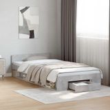 Maison Exclusive Lit de luxe avec rangement, coloris gris béton, dimensions 80 x 200 cm, fabriqué en panneaux de particules
