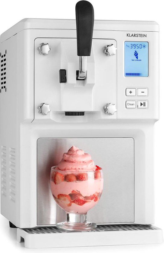 Klarstein Sweet Sundae ijsmachine compressor 1,5 liter rvs wit