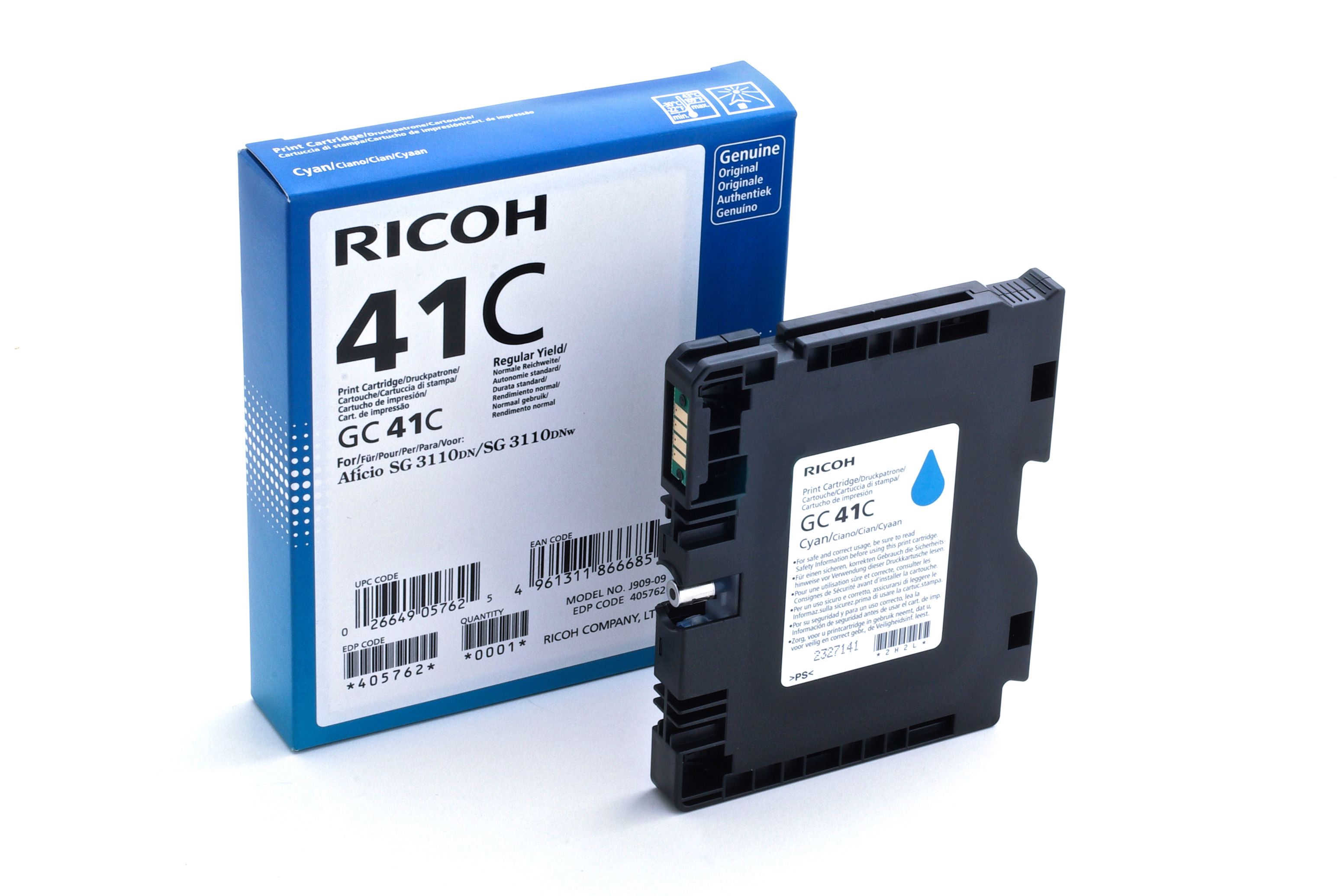 Ricoh 405762 - Cyaan - Inkjet Cartridge - Original - 1-pack