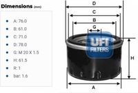 UFI Filters Oliefilter voor Piaggio Quargo 700