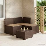 vidaXL 3-zits tuinbank met kussens, rattan look, bruin
