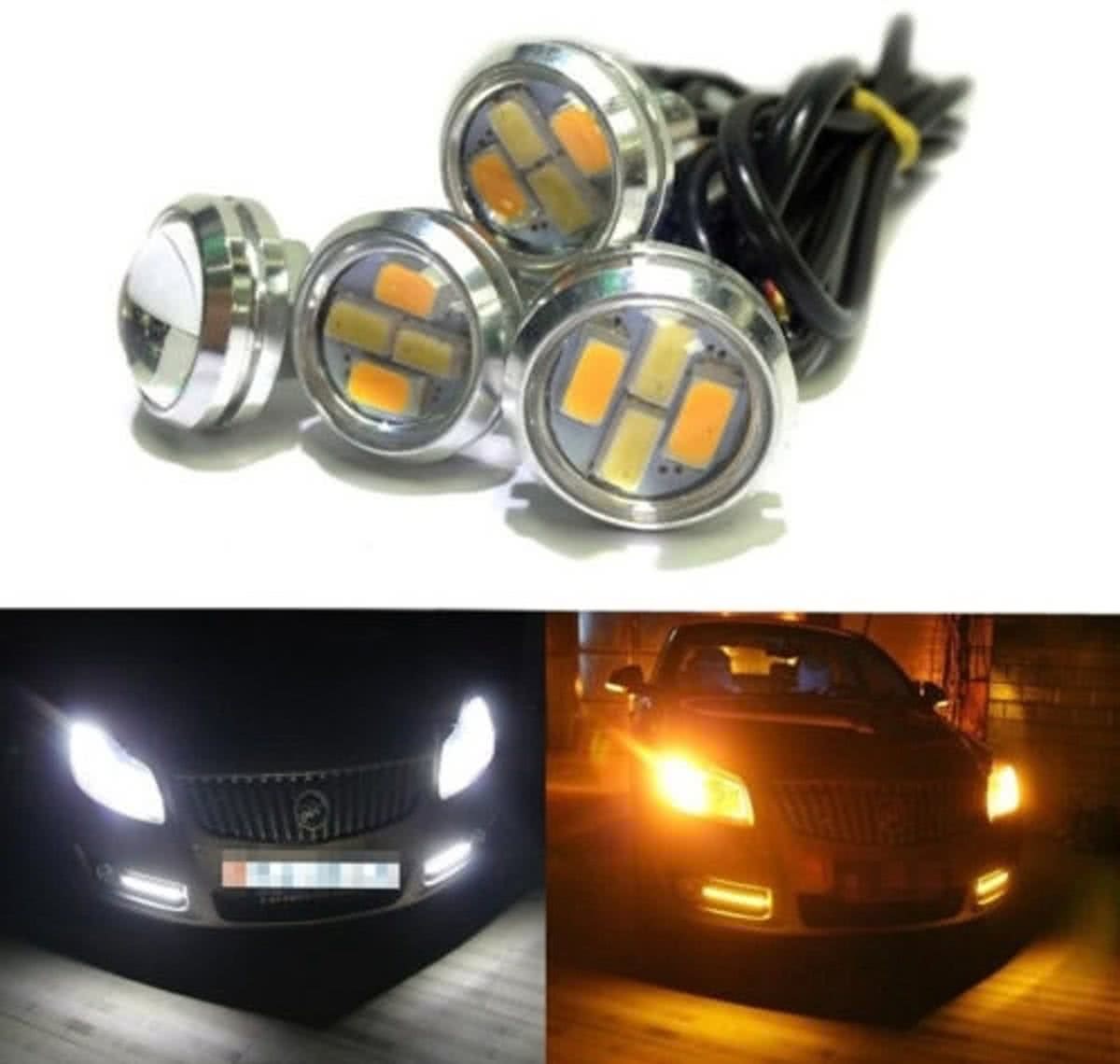 ABC-LED 23MM LED - DUO COLOR - Eagle Eye - amber / wit - Waterproof - aluminium