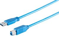 3x USB-A naar USB-B adapterkabels, 3.0, blauw, 1m