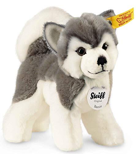 Steiff Bernie Husky - 17 cm - pluche hond staand - hond knuffeldier voor kinderen - zacht en wasbaar - grijs / wit (104985)