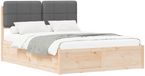 vidaXL Bedframe met Gevoerde Hoofdbord Donkergrijs 135 x 190 cm