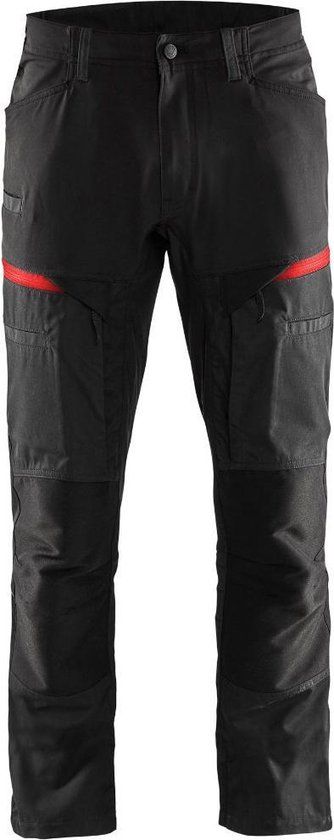 Blaklader 1456 Service Werkbroek Stretch Zwart/Rood Maat 150 - Mannen
