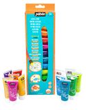 Pébéo 636906 Dekenset acrylverf, 12 x 20 ml, kleuren, pailletten, 20 ml (12 stuks)