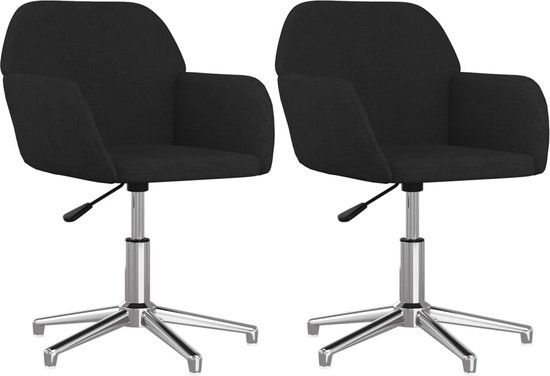 vidaXL Eetkamerstoelen draaibaar 2 st stof zwart