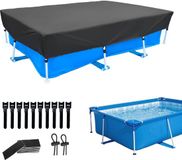 Merkloos Zwembadhoes - Waterdichte en Stofdichte Rechthoekige Afdekhoes - Voor Boven- en Opzetzwembaden - Geschikt voor Buiten en Tuin - Formaat 225x150x30 cm