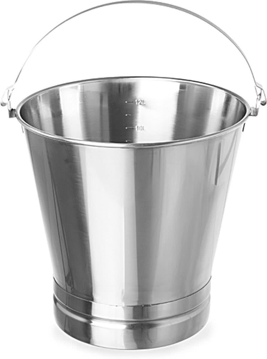 RVS emmer met verstevigde voet en maatverdeling 15 L 30.5 x 31(h) cm