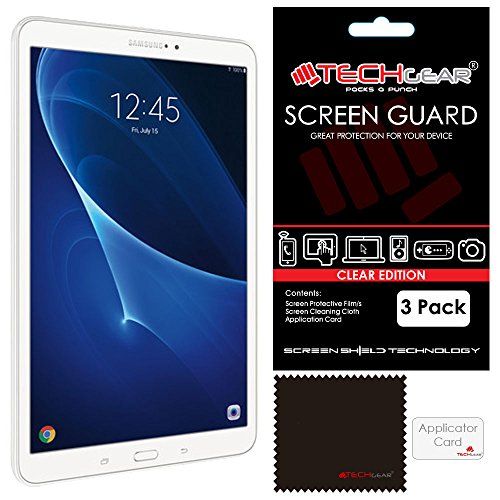 TECHGEAR [3-pack] Screen Protectors Compatible with Samsung Galaxy Tab A 10.1 2018/2016 (SM-T580/SM-T581 / SM-T585) - Ultra Clear LCD Screen Protector Covers