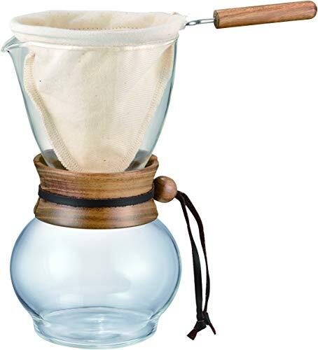 Hario 480ml Hittebestendige Glas en Hout Druppel Pot Woodneck Pourover Koffiezetapparaat, Pack van 1, Clear