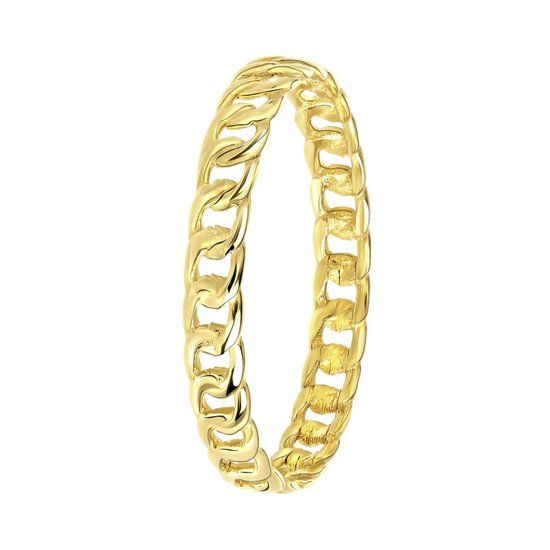 Lucardi Dames Ring Gourmetschakel 14 Karaat Goud Geelgoud - Maat 52