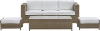 Beliani BELLUNO - Dining Loungeset - 5 Zits - Wit Rotan - Weerbestendig