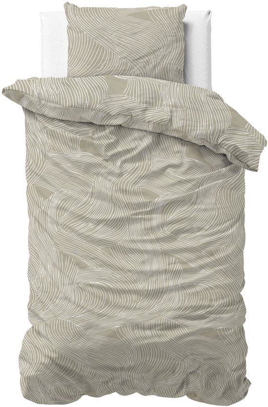 Sleeptime Dekbedovertrek Ripple – 100% Katoen – Taupe – 140x220 cm