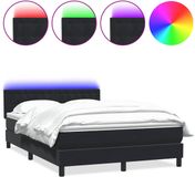 vidaXL Boxspringbed met matras en LED-verlichting, zwart, 160x210 cm, fluweel