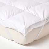 HOMESCAPES Ganzenveren matrastopper kingsize bed, 7 cm dik, extra diep, ademend, 100% katoenen hoes, hypoallergeen, gewatteerd, elastische banden, hotelkwaliteit, ethische luxe, wasbaar
