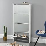 en.casa Schoenenkast met spiegels 4 vouwdeuren 134x63x17 cm wit