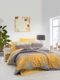 Duvet cover set, 200x200 cm, yellow/grey, polyester and cotton