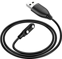 Hoco Câble de recharge magnétique pour smartwatch - 2 broches vers USB - 60 cm, Noir