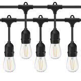 BARCELONA Led-lichtketting voor buiten, 10 m, met 10 fittingen, E27, IP44, ledverlichting voor tuin, terras, patio, pergola, bars, restaurants en evenementen in de open lucht, zwart