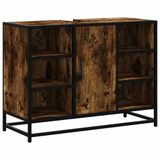 vidaXL Wastafelkast 80x33x60 cm Gerookt Eiken Bewerkt Hout