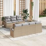 vidaXL Tuinbank - Set - 8 - st - Beige - poly - rattan