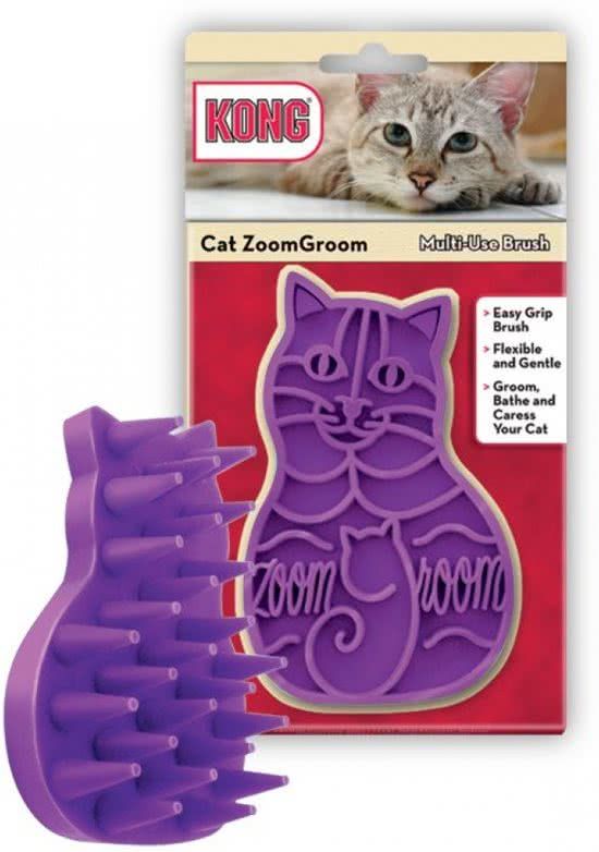 Kong Zoom Groom Kat Paars - Dierenborstel - Paars