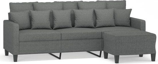 vidaXL Driezitsbank met voetenbank 180 cm stof donkergrijs