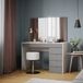 Vicco Kaptafel Elise, Wit/Grijs, 115 cm met spiegel en kruk