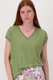 Zusss V-hals top met lurex boord groen