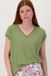 Zusss V-hals top met lurex boord groen