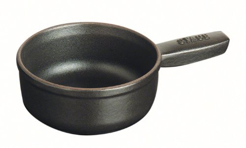 Staub Mini Fondue Topf 12 cm, Induktionsgeeignet, Gusseisen, Schwarz, 19 x 14.6 x 3.5 cm, 1 Einheiten