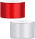 Ruban décoratif/ruban cadeau/ruban de satin - Lot de 2 pièces - rouge et argent - 38 mm x 25 mètres