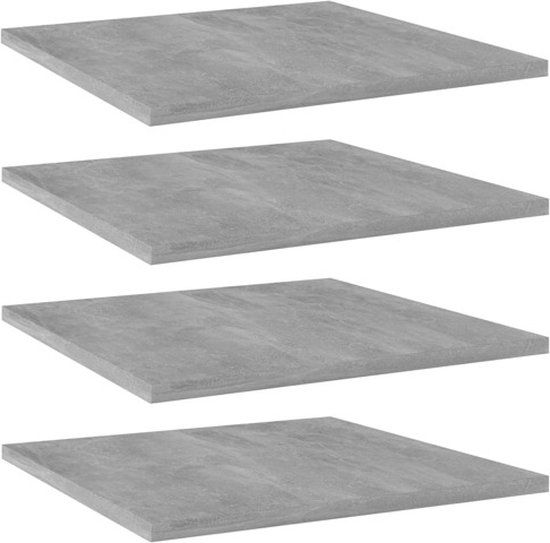 vidaXL Wandschappen 4 stuks, bewerkt hout, betongrijs, 40x40x1,5 cm