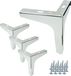 Set de 4 pieds de meuble, design ancre, chrome argenté, 13 cm